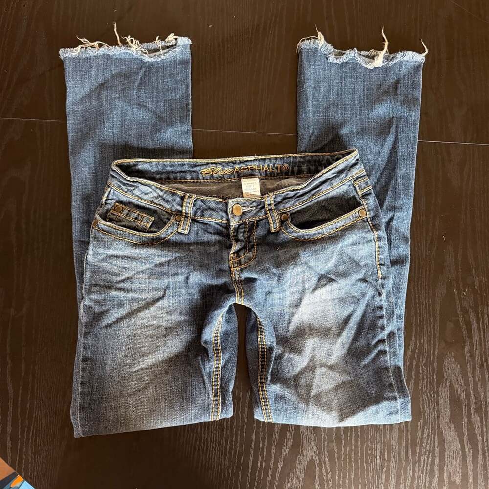 Women's Size 3 Ultra Low Rise Distressed Raw Hem Denim Jeans